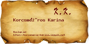 Korcsmáros Karina névjegykártya